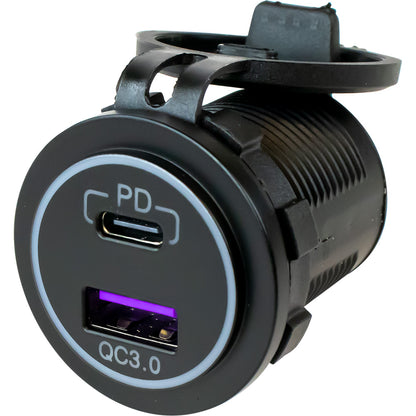 Sea-Dog 426510-1 USB 3.0 and USB-C Power Socket, Non-Illuminated