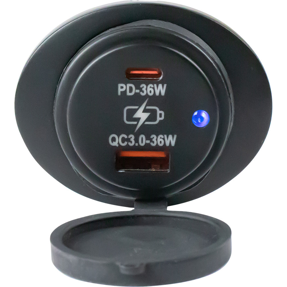Sea-Dog Oval Surface Mount USB 3.0 & USB-C Power Socket (Part Number 426535-1)