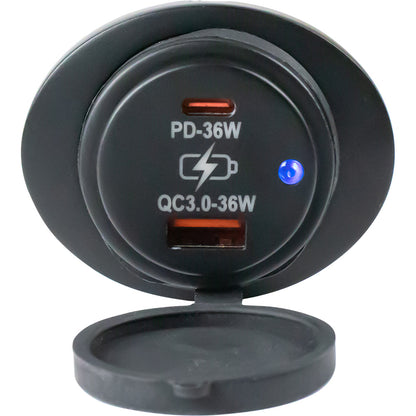Sea-Dog Oval Surface Mount USB 3.0 & USB-C Power Socket (Part Number 426535-1)