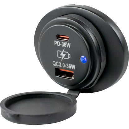 Sea-Dog Oval Surface Mount USB 3.0 & USB-C Power Socket (Part Number 426535-1)