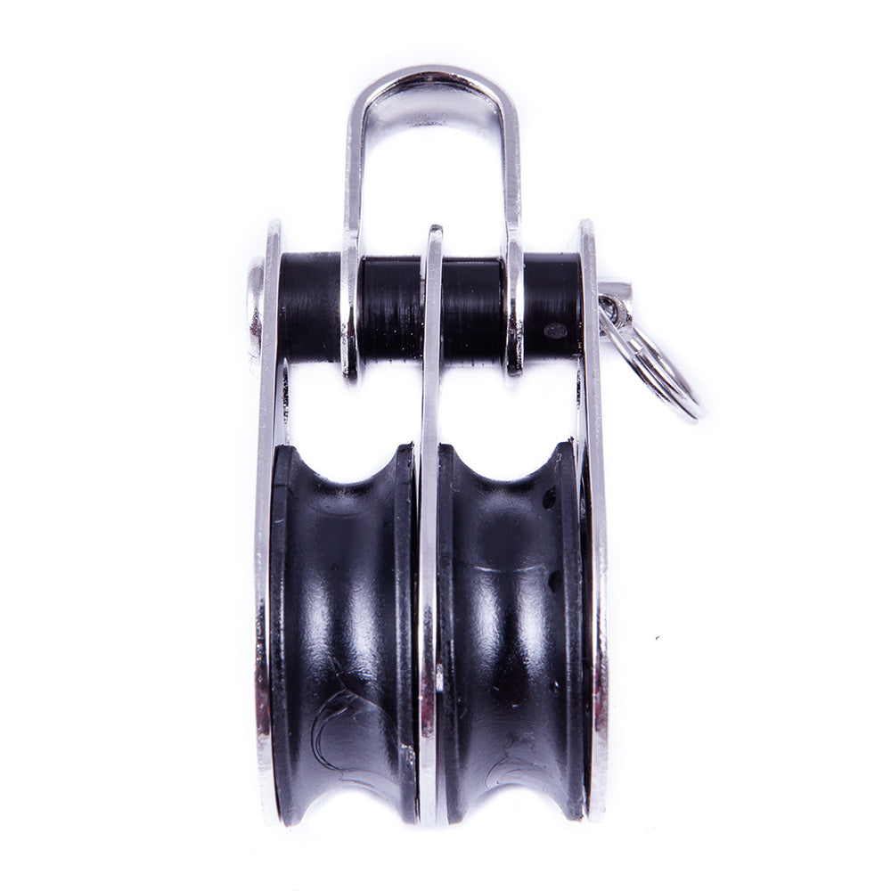 SeaSure 25mm Double Block with Shackle - Marine-Grade Stainless Steel & Plastic Sheave