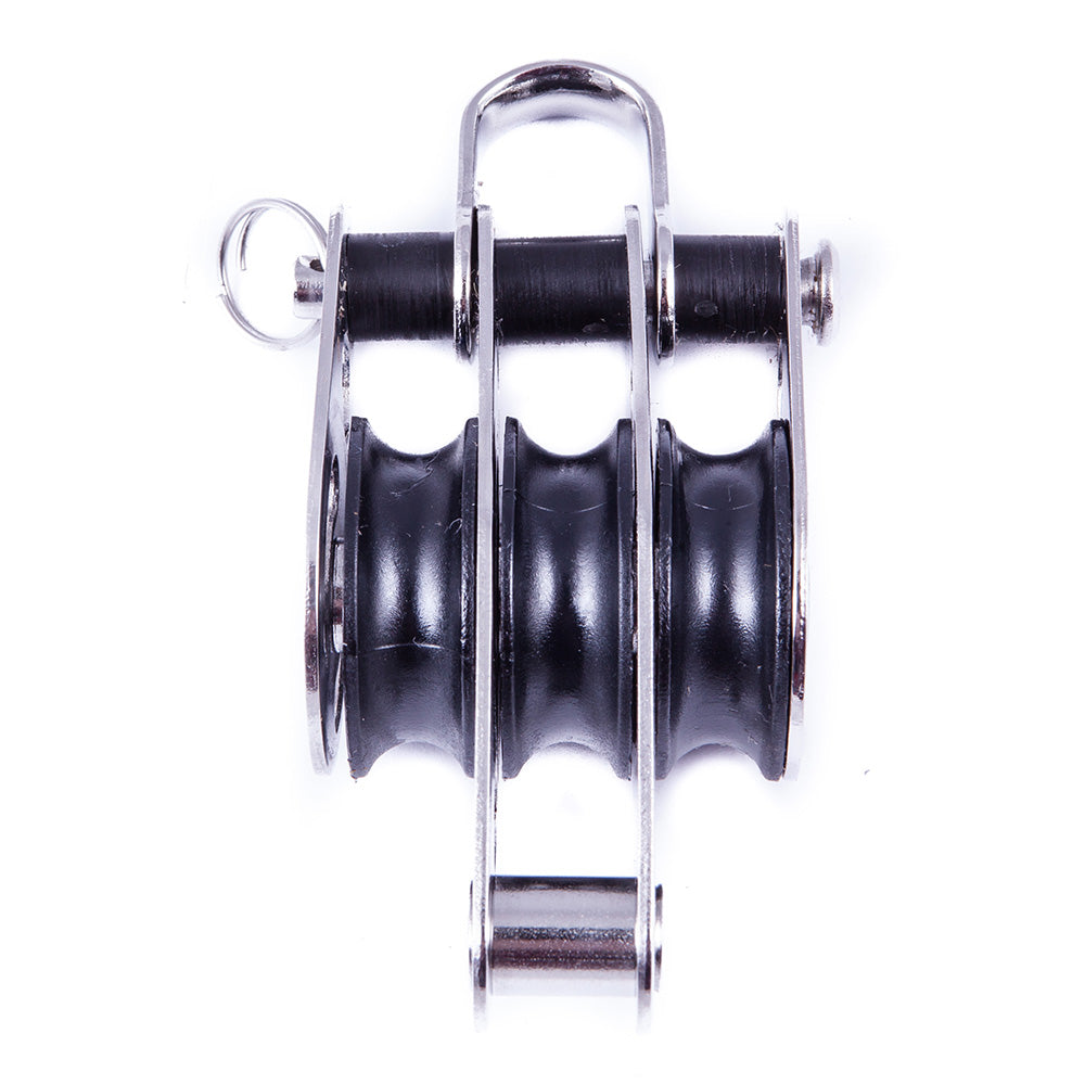 SeaSure 25mm Treble Block with Center Becket - Marine-Grade Stainless Steel and Durable Plastic Sheave