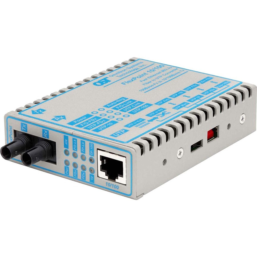 Omnitron Systems FlexPoint 10/100 Fiber Media Converter, ST Single-Mode 30 km, Part Number 4343-1
