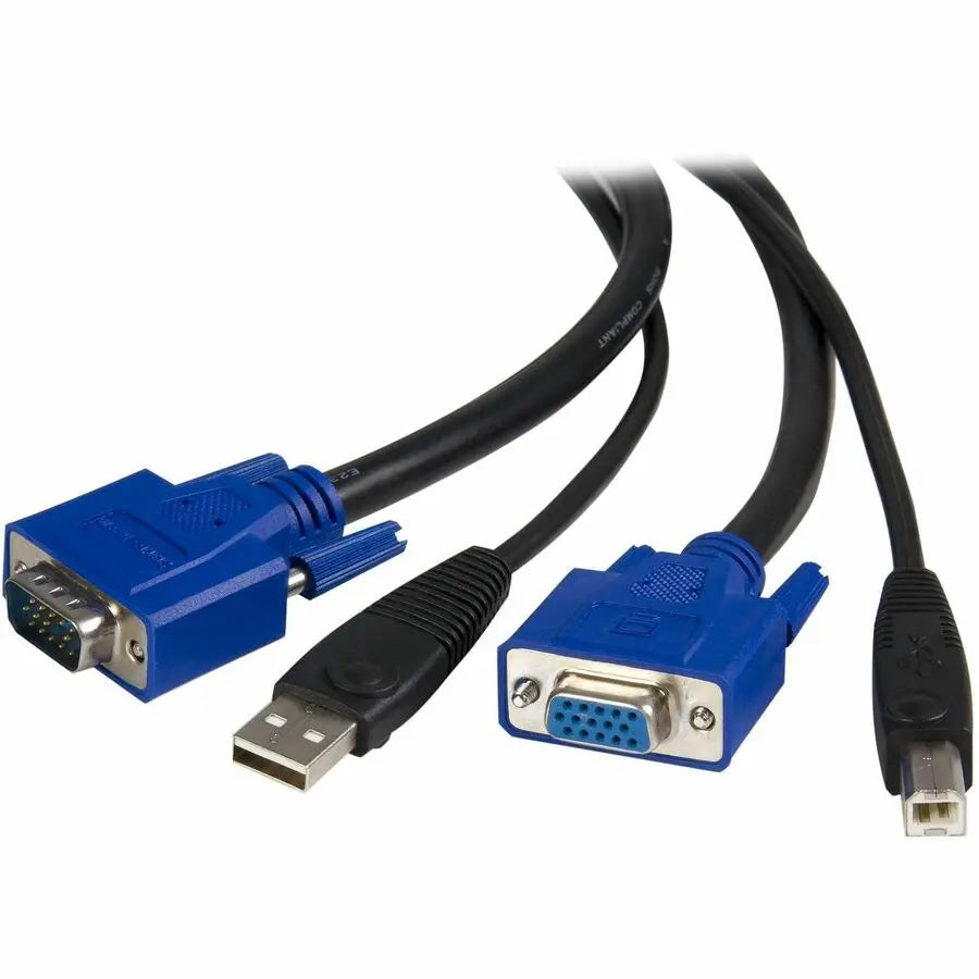 StarTech.com 15 ft 2-in-1 USB KVM Cable SVUSB2N1_15 for Clear Video & Reliable Connectivity