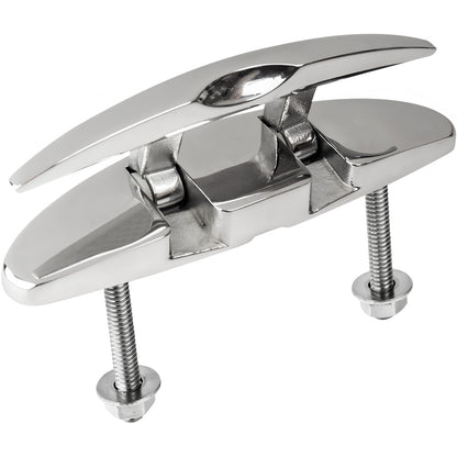 Sea-Dog 5-Inch Oval Stainless Steel Folding Cleat with Hidden Hex Bolts