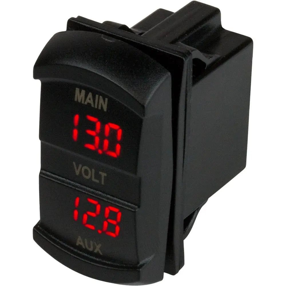Sea-Dog Dual Volt Meter Rock Switch 10V-48VDC - Reliable Battery Monitoring for Marine and Automotive Applications