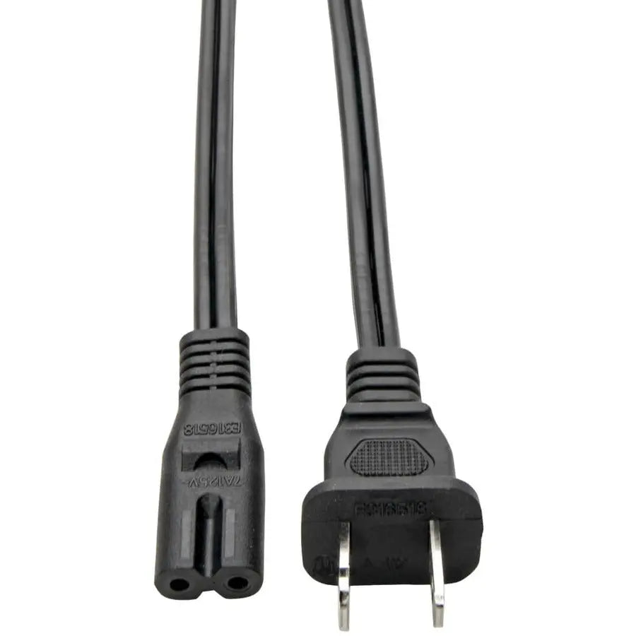 Eaton Tripp Lite Series 2-Slot Non-Polarized Power Cord, NEMA 1-15P to IEC-320-C7, 6 ft, Black