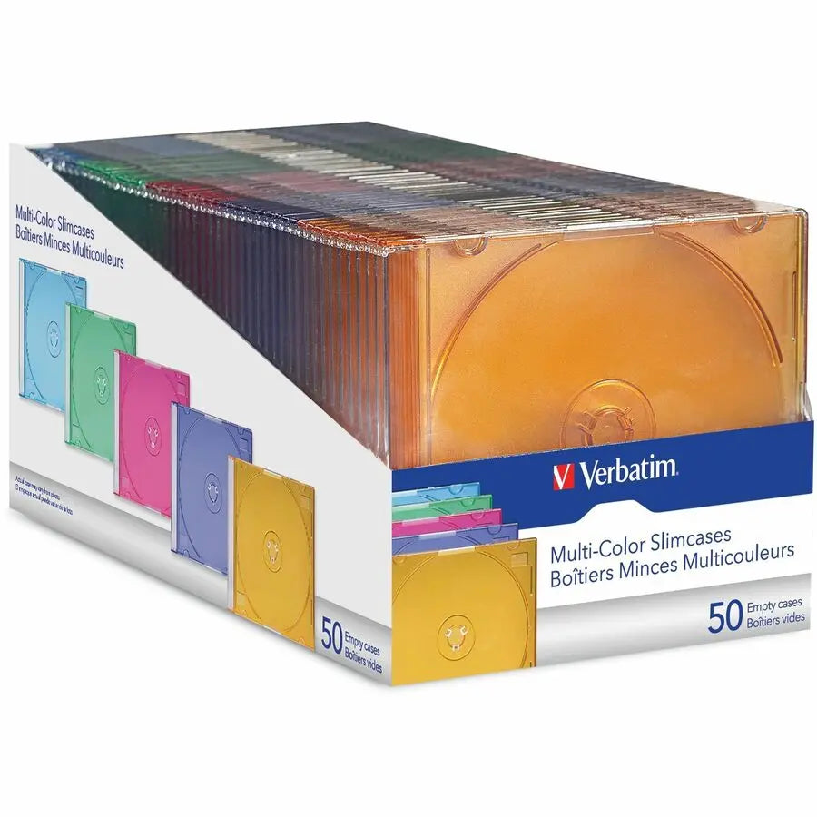 Verbatim CD/DVD Color Slim Jewel Cases, Assorted - 50 Pack