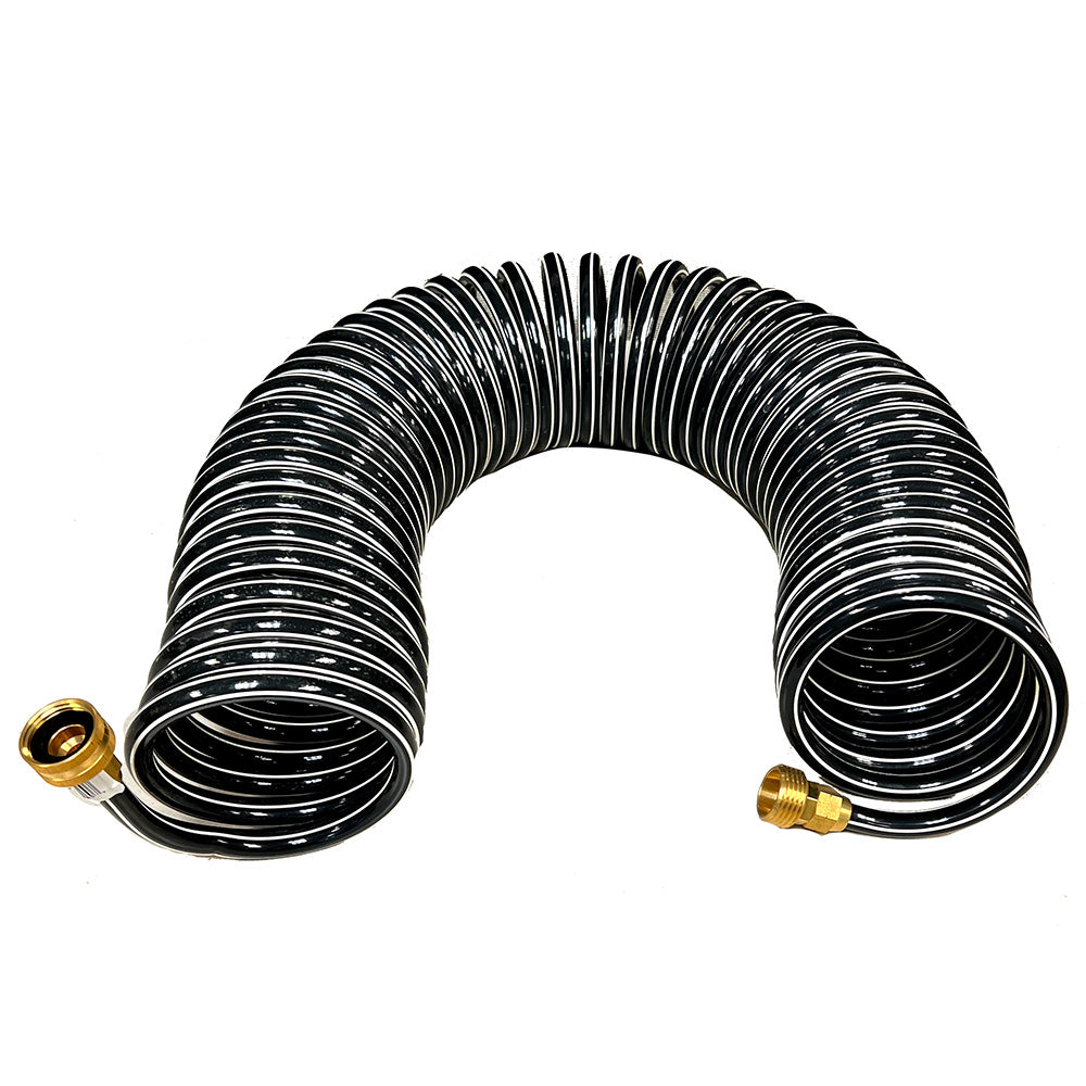 Trident Marine Coiled Wash Down Hose with Brass Fittings - 25 Feet