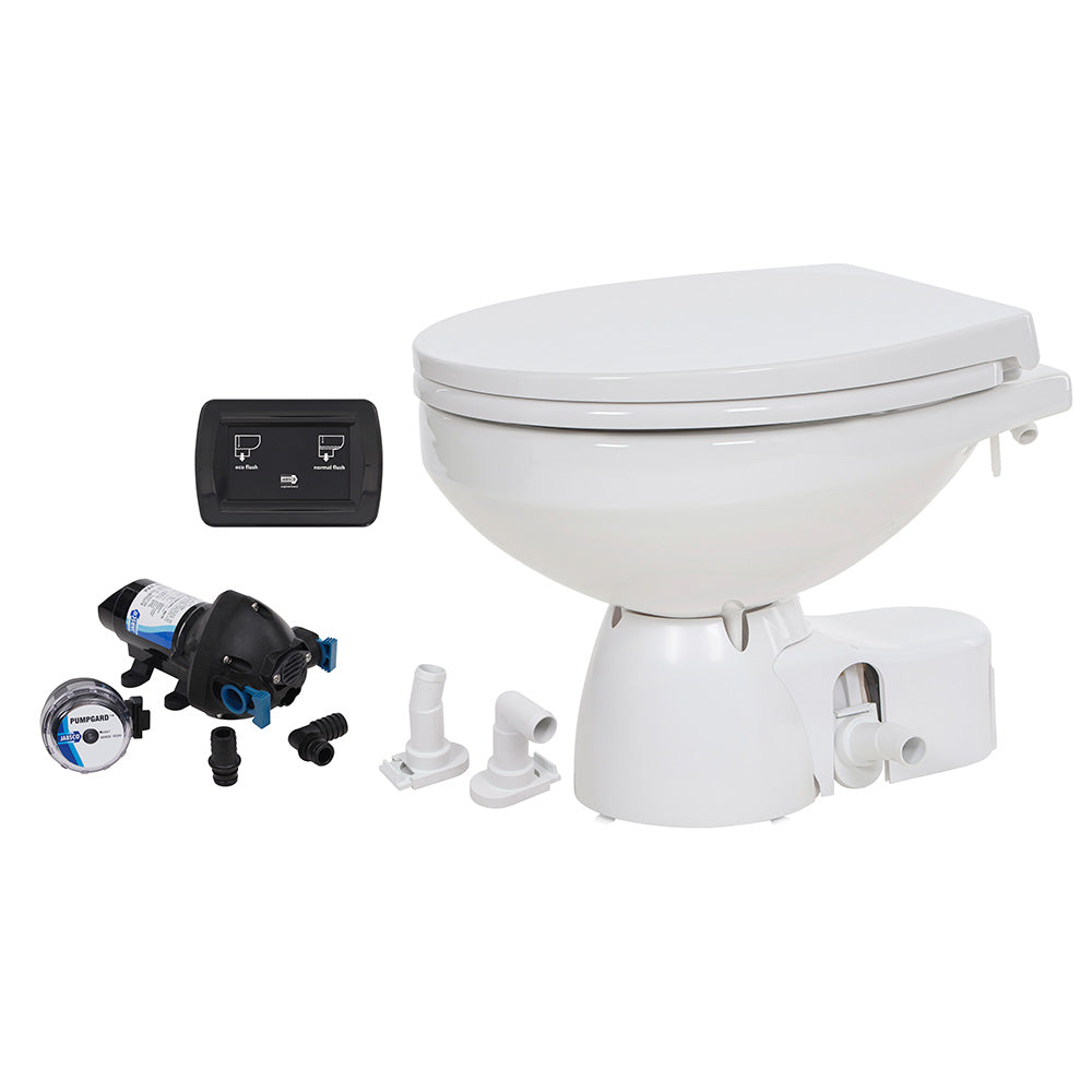 Jabsco Quiet Flush E2 Raw Water Marine Toilet with Soft Close Lid - 12V, Regular Bowl