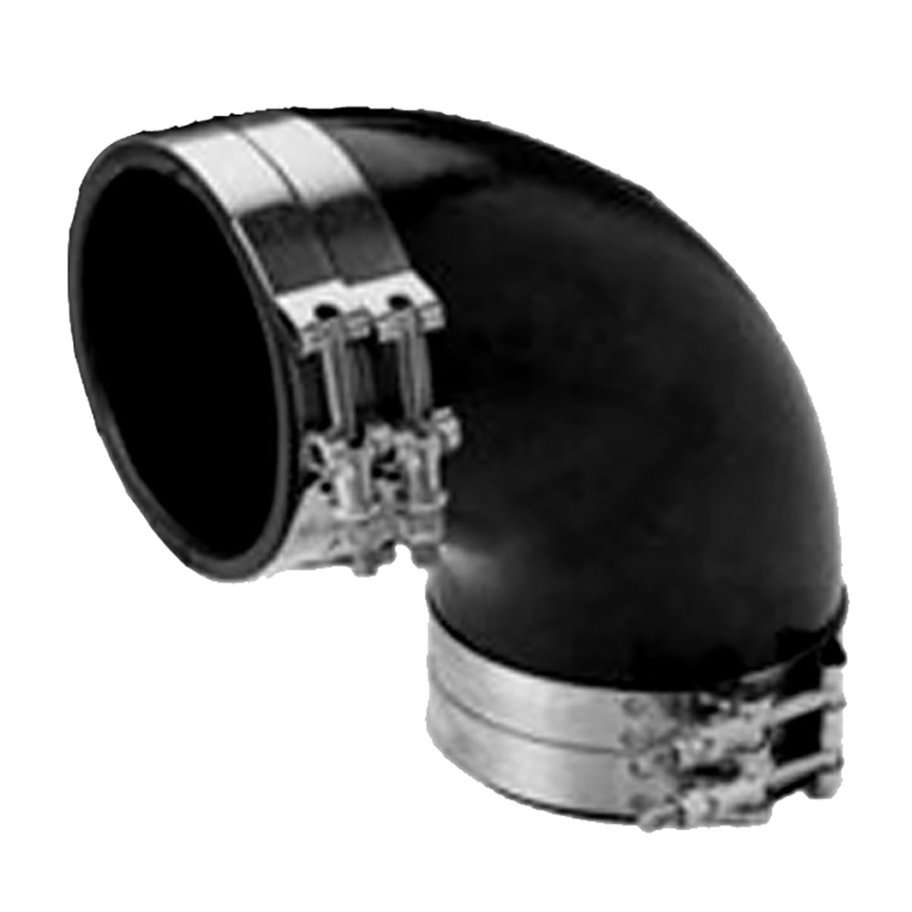 Trident Marine 3-Inch ID 90-Degree EPDM Black Rubber Molded Wet Exhaust Elbow with T-Bolt Clamps