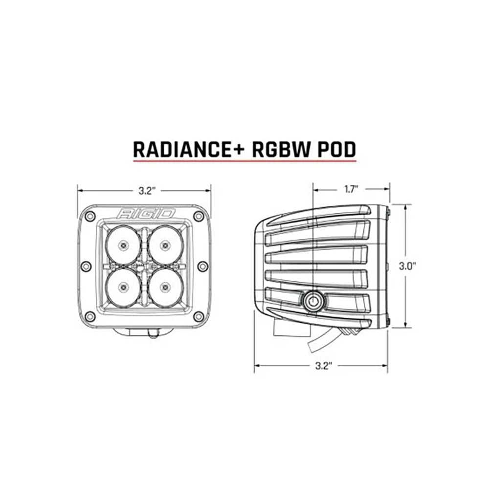 RIGID Industries Radiance+ RGBW Pod Lights (Pair) – Compact Off-Road LED Lighting with Customizable Backlighting