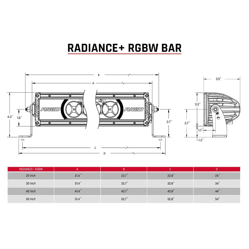 RIGID Industries Radiance+ 40-Inch RGBW Light Bar with Multi-Color Backlighting