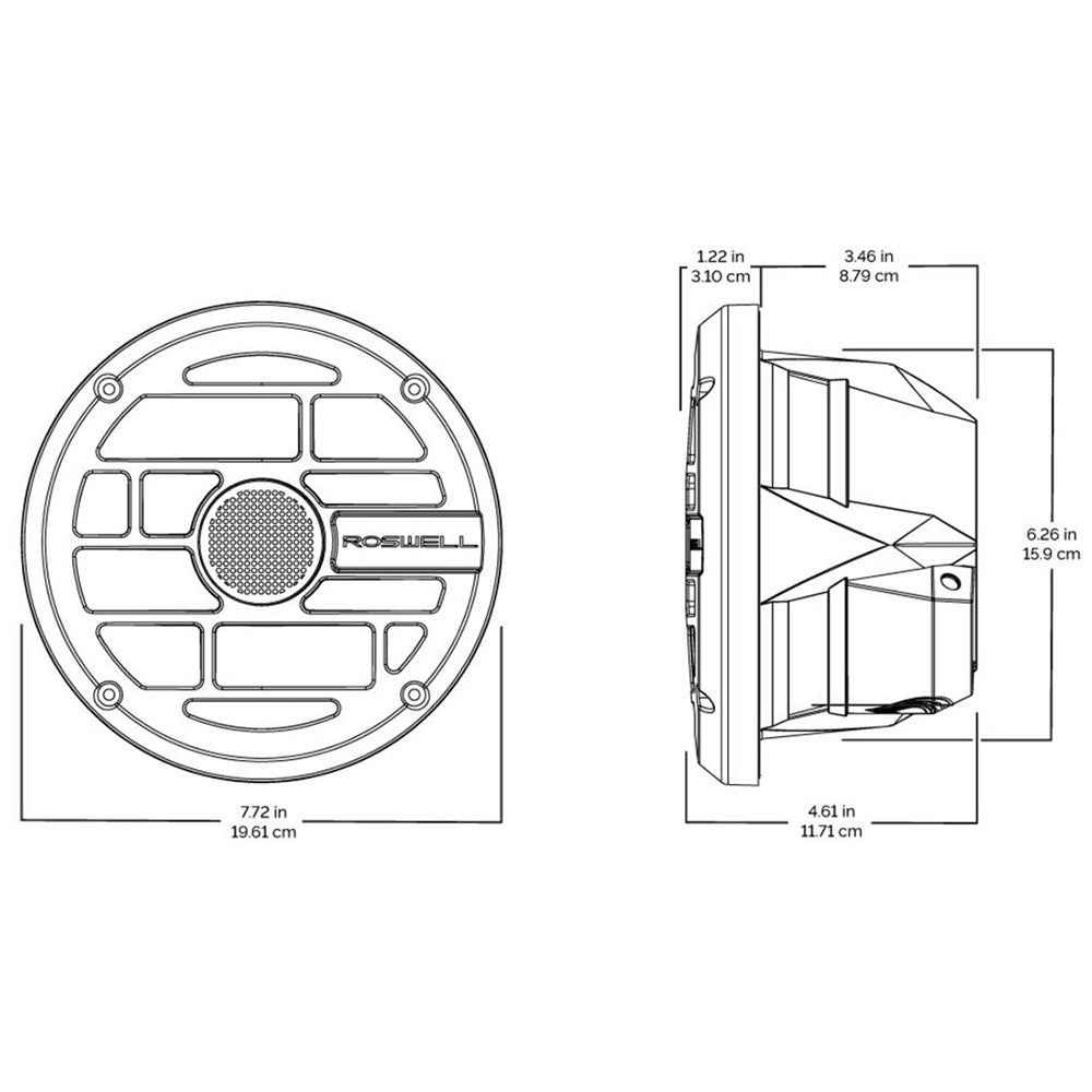 Roswell Marine R Series 6.5-inch Marine Speakers with RGB LED Grille - Anthracite