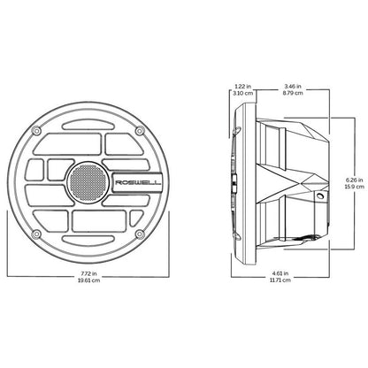 Roswell Marine R Series 6.5-inch Marine Speakers with RGB LED Grille - Anthracite