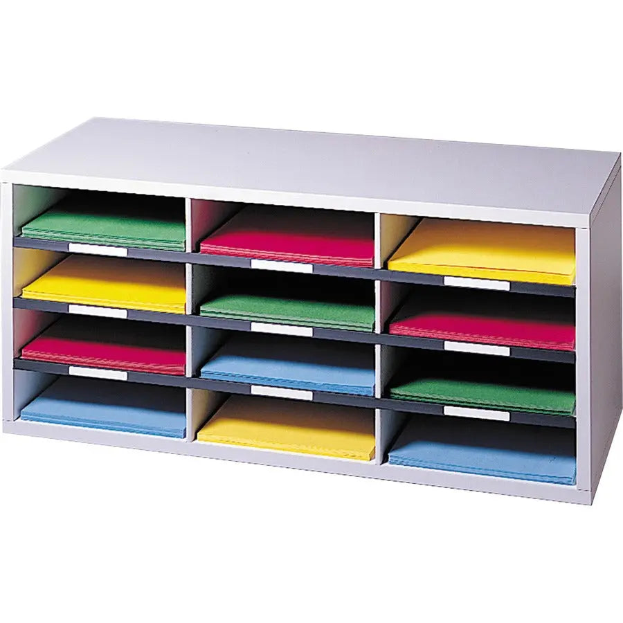 Fellowes 12-Compartment Sorter Literature Organizer in Dove Gray