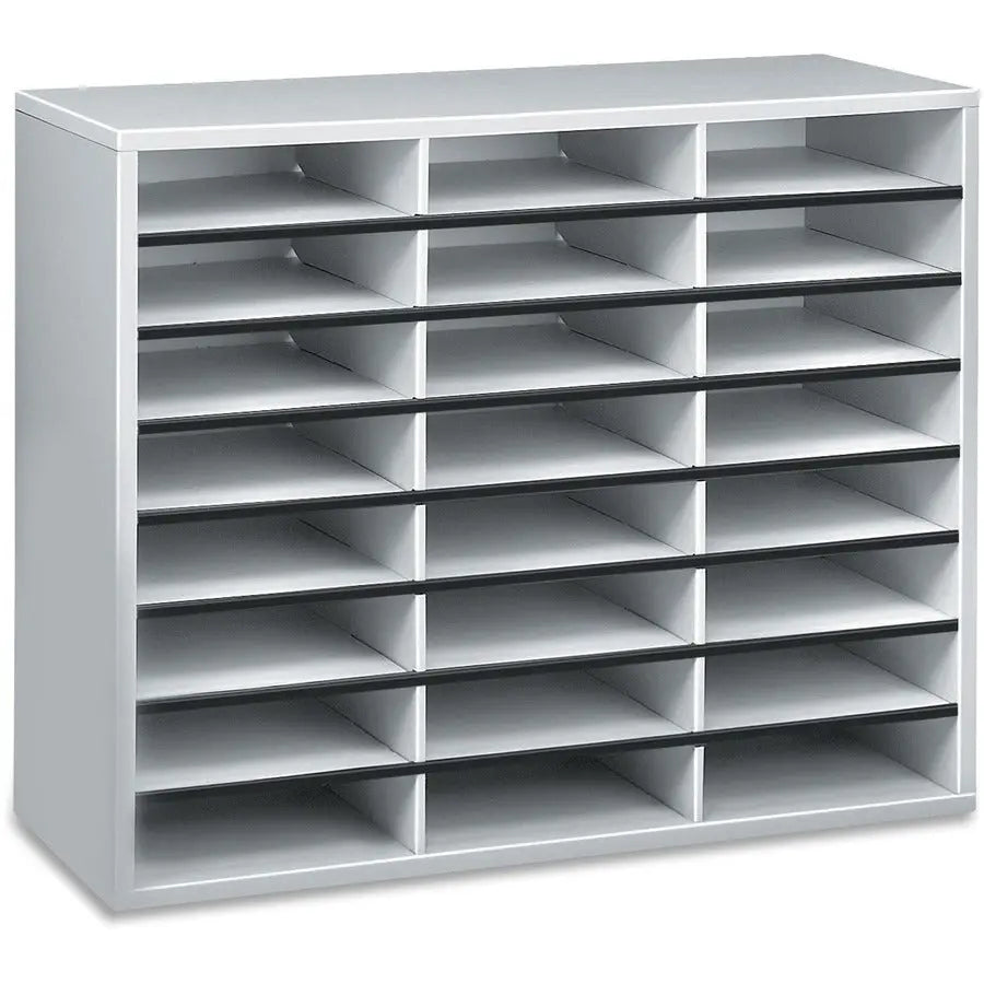 Fellowes 24-Compartment Literature Organizer in Dove Gray for Office and Mailroom Storage