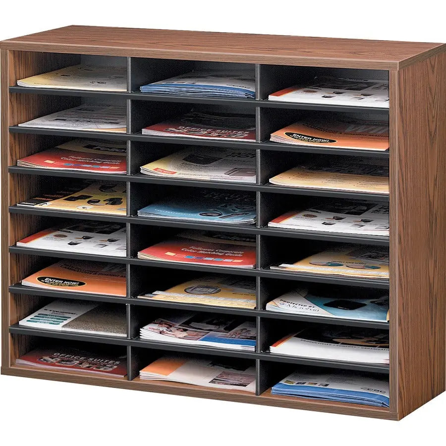 Fellowes Literature Organizer - 24-Compartment Sorter in Medium Oak