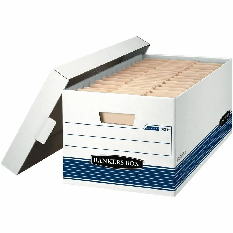 Bankers Box STOR/FILE Medium Duty Storage Boxes with Lids - 12 Pack, 24 Inch Letter Size, FastFold Assembly, Eco-Friendly Cardboard