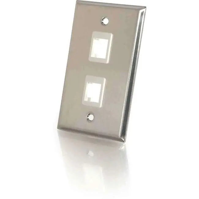Legrand C2G 37094 Stainless Steel Two-Port Keystone Wall Plate - Single Gang