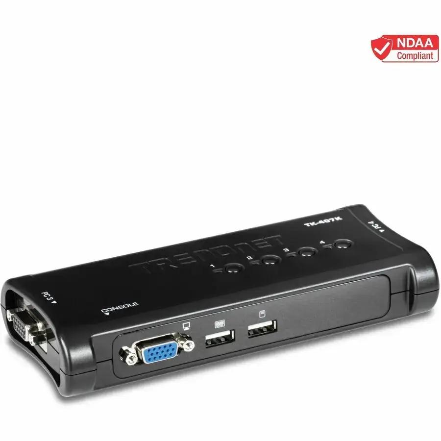 TRENDnet TK-407K 4-Port USB KVM Switch Kit with VGA and USB Connections by TRENDnet