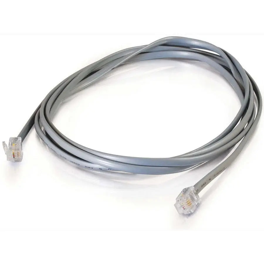 C2G 25FT RJ11 6P4C Modular Phone Cable - Silver Satin Wire for Clear Long-Distance Communication