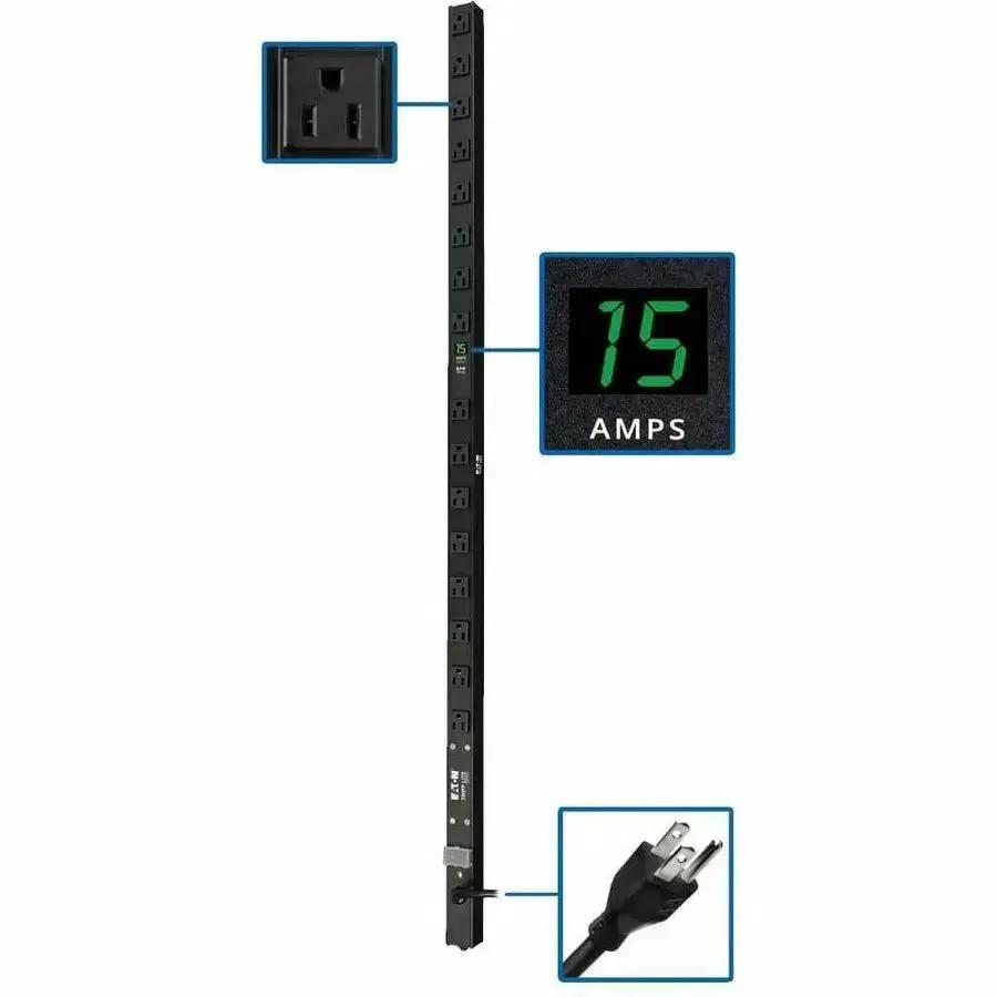 Eaton Corporation Tripp Lite PDUMV15 Metered Power Distribution Unit - 16 Outlets, 120V, 15A, 48-Inch Rack-Mountable PDU by Eaton Corporation
