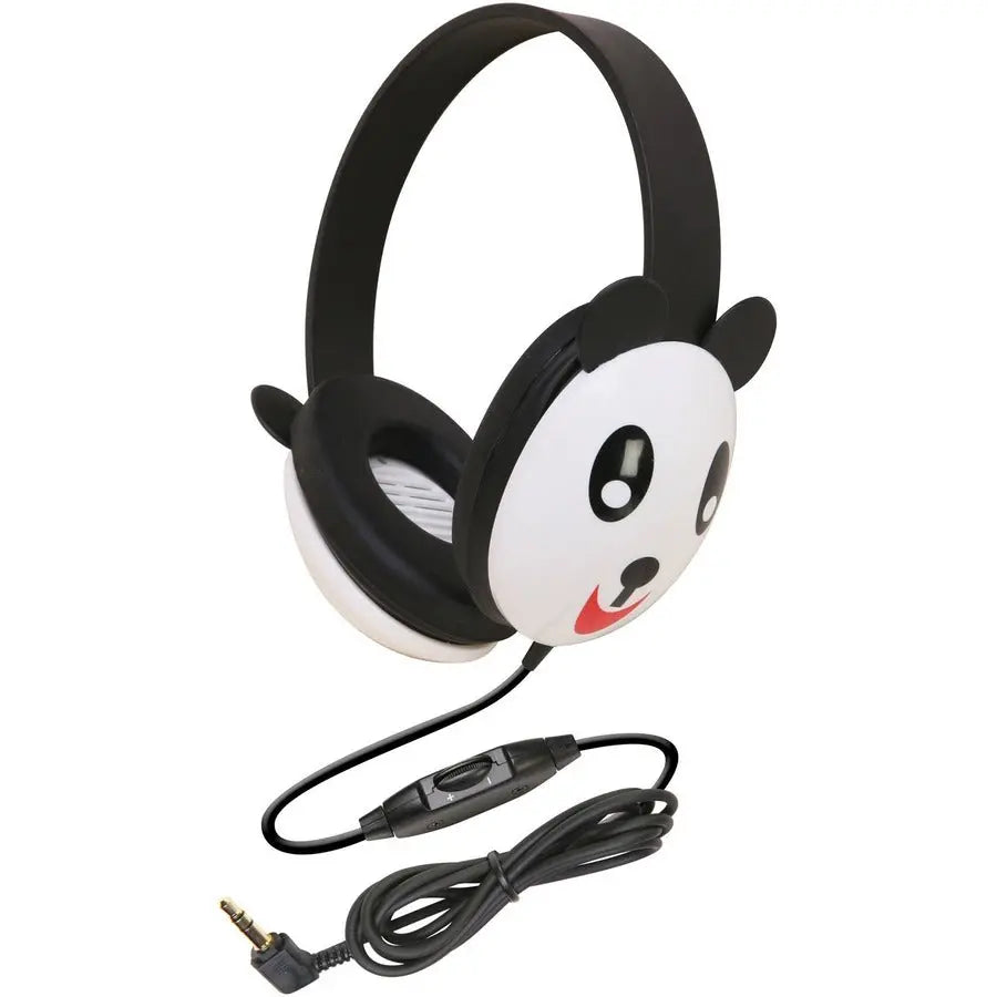 Califone Kids Stereo Wired Panda Headphones with Adjustable Headband and Noise Reduction
