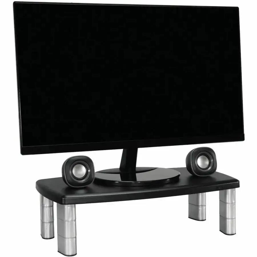 3M MS90B Adjustable Monitor Riser Stand with Nonskid Base and Extra-Wide Storage Space by 3M