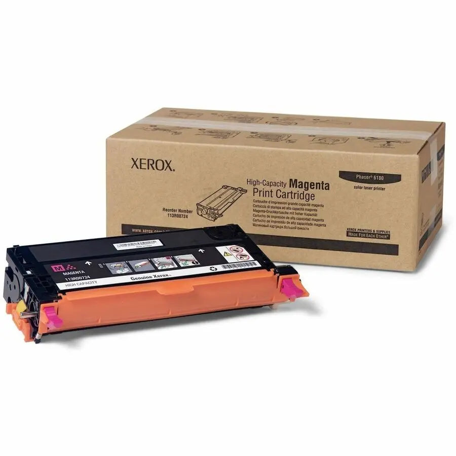 Xerox Genuine Phaser 6180/6180MFP Magenta High Capacity Toner Cartridge (6000 Pages) - Part 113R00724