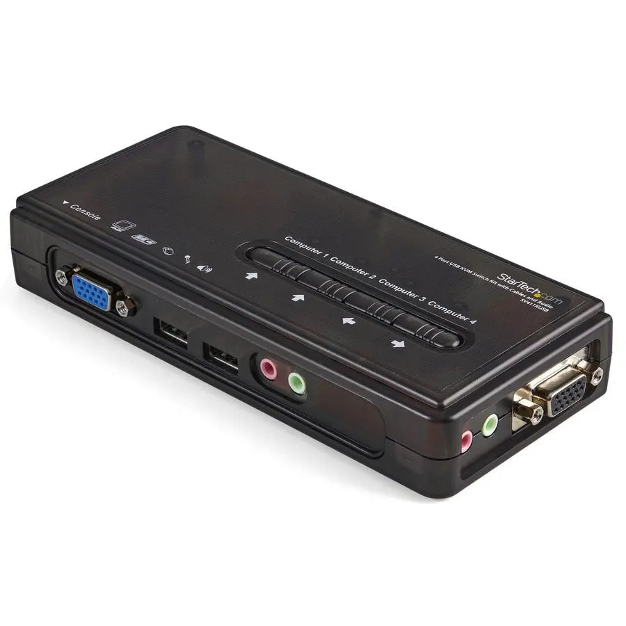 StarTech SV411KUSB 4-Port USB KVM Switch with Audio and Cables