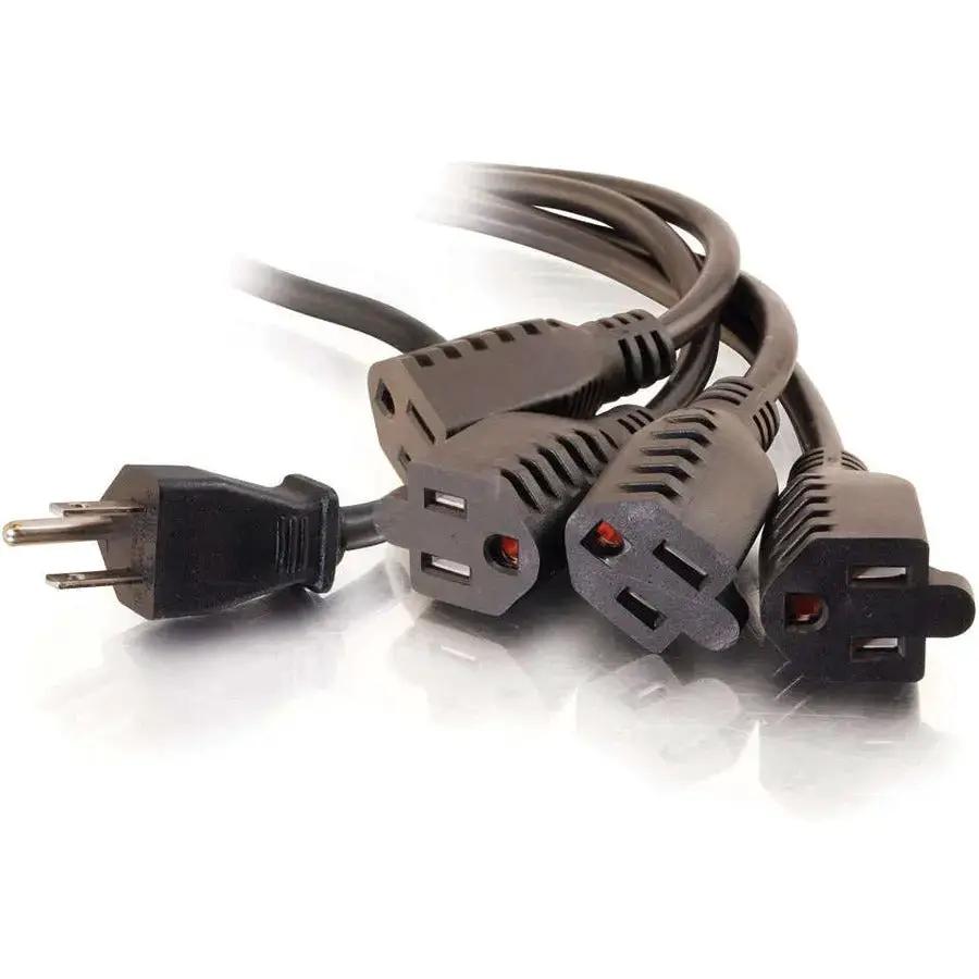 C2G 18in 1-to-4 Power Cord Splitter - 16 AWG - NEMA 5-15P to Four NEMA 5-15R Outlets by Legrand Group