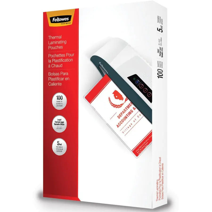 Fellowes Glossy Pouches - Legal Size, 5 Mil, 100 Pack