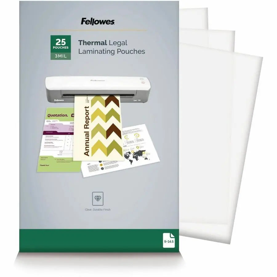 Fellowes Glossy Pouches - Legal Size, 3 Mil, 25 Pack