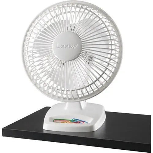 Lasko 2002-W Personal Desk Fan - Compact White Portable Fan with No Tool Assembly
