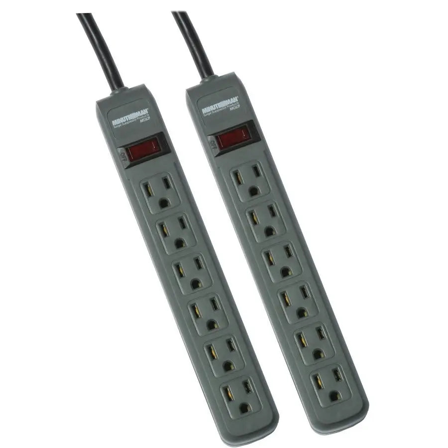 Minuteman MMS Series 6 Outlet Surge Suppressor Twin Pack - Protect Sensitive Devices with 241J Energy Rating