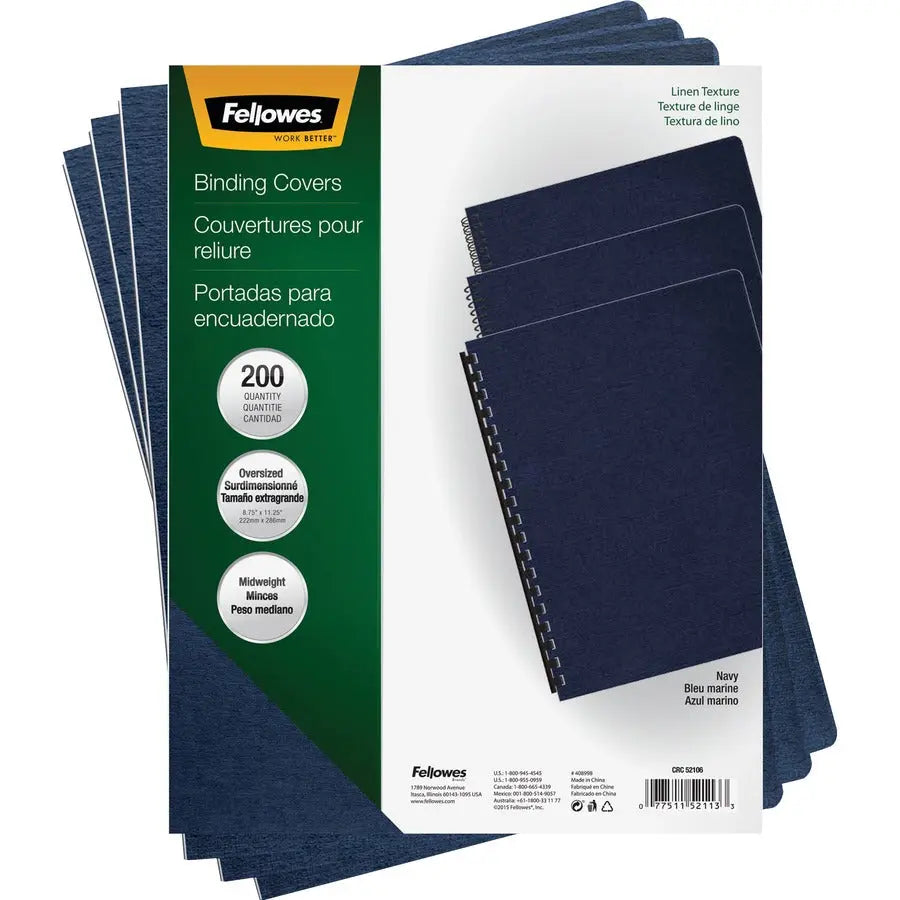 Fellowes Expressions Oversize Linen Presentation Covers in Navy - Professional Document Binding