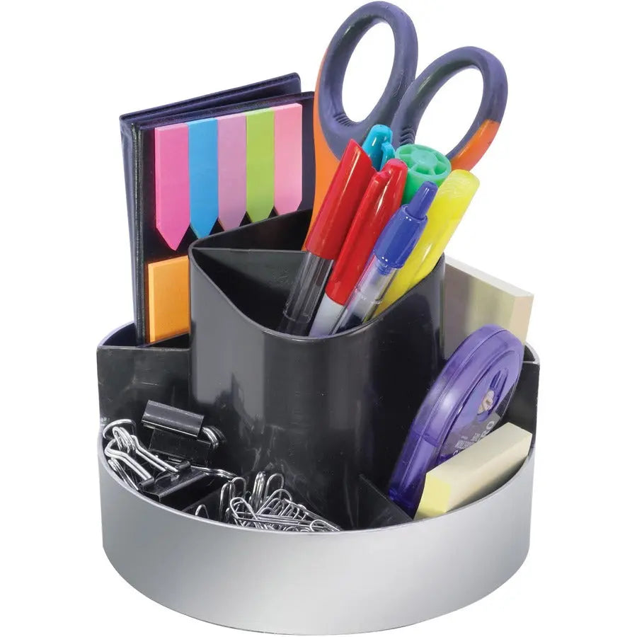 Kantek Rotating Desktop Organizer with Dual-Tone Design and Multiple Compartments