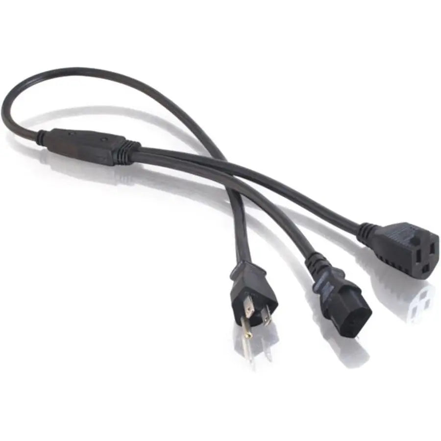 Legrand Group C2G 3ft 16 AWG Power Cord Splitter NEMA 5-15P to 1 NEMA 5-15R + 1 IEC320C13