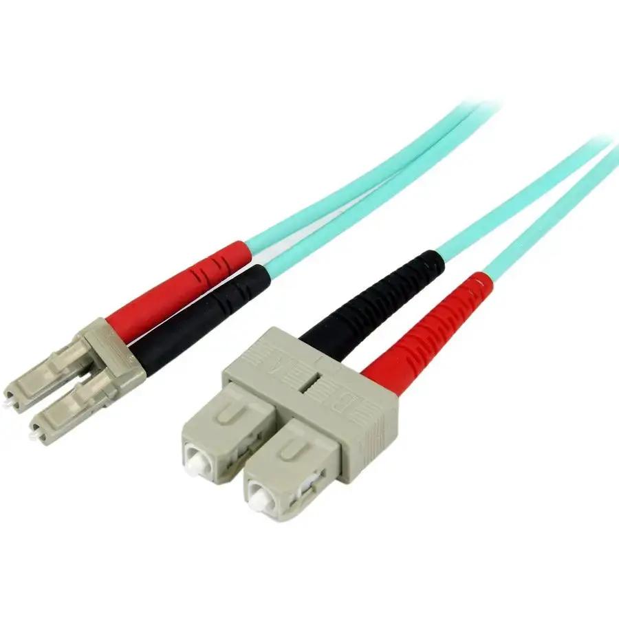 StarTech.com 10Gb Fiber Optic Duplex Cable A50FBLCSC1 - LC to SC, OM3 Aqua Multimode Fiber, 3 Feet by StarTech.com