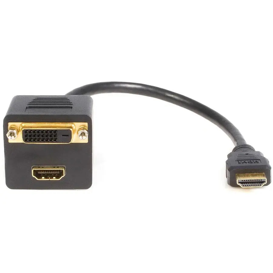 StarTech.com 1 ft HDMI Splitter Cable – HDMI Male to HDMI & DVI-D Female Adapter for Full HD 1920x1200p 60Hz Display
