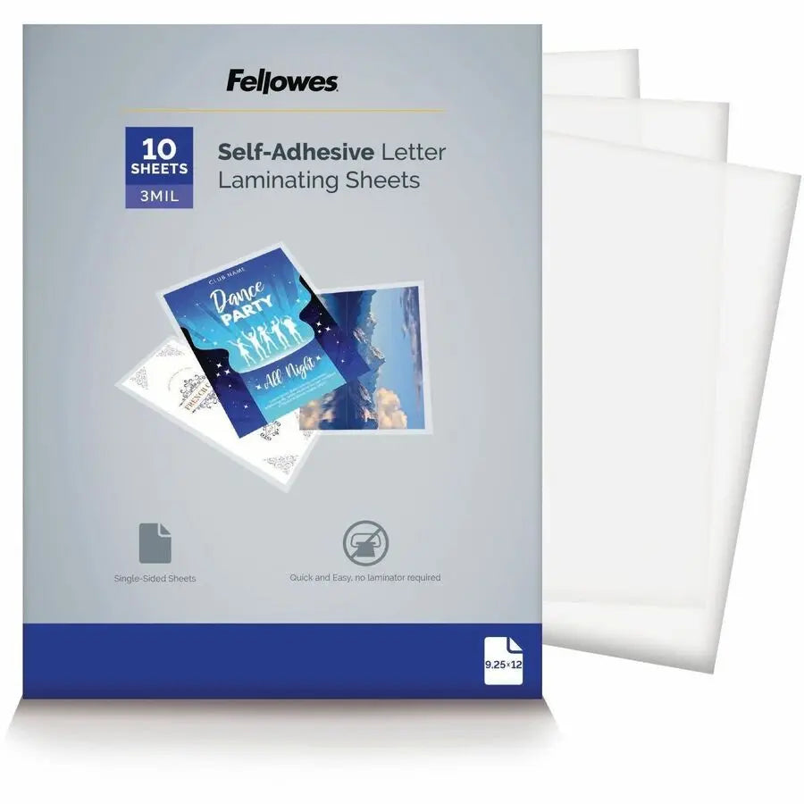 Fellowes Self-Adhesive Letter Laminating Sheets, 3 Mil, Pack of 10