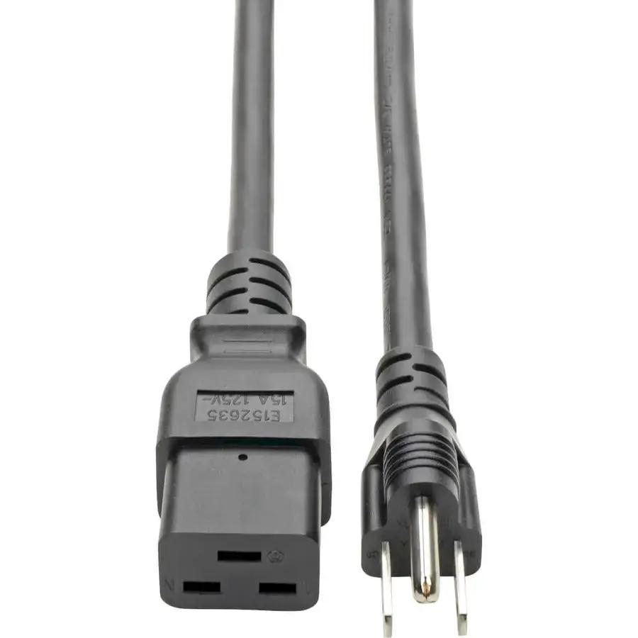 Tripp Lite P034-010 Heavy-Duty Power Cord with C19 to NEMA 5-15P Connectors - 10 ft. Black by Eaton Corporation