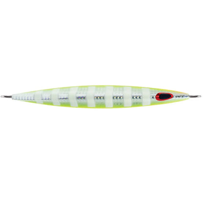 Williamson Kensaki 280 Jig - 7.25 Inch, 9-7/8 Oz, UV Chartreuse Glow Zebra