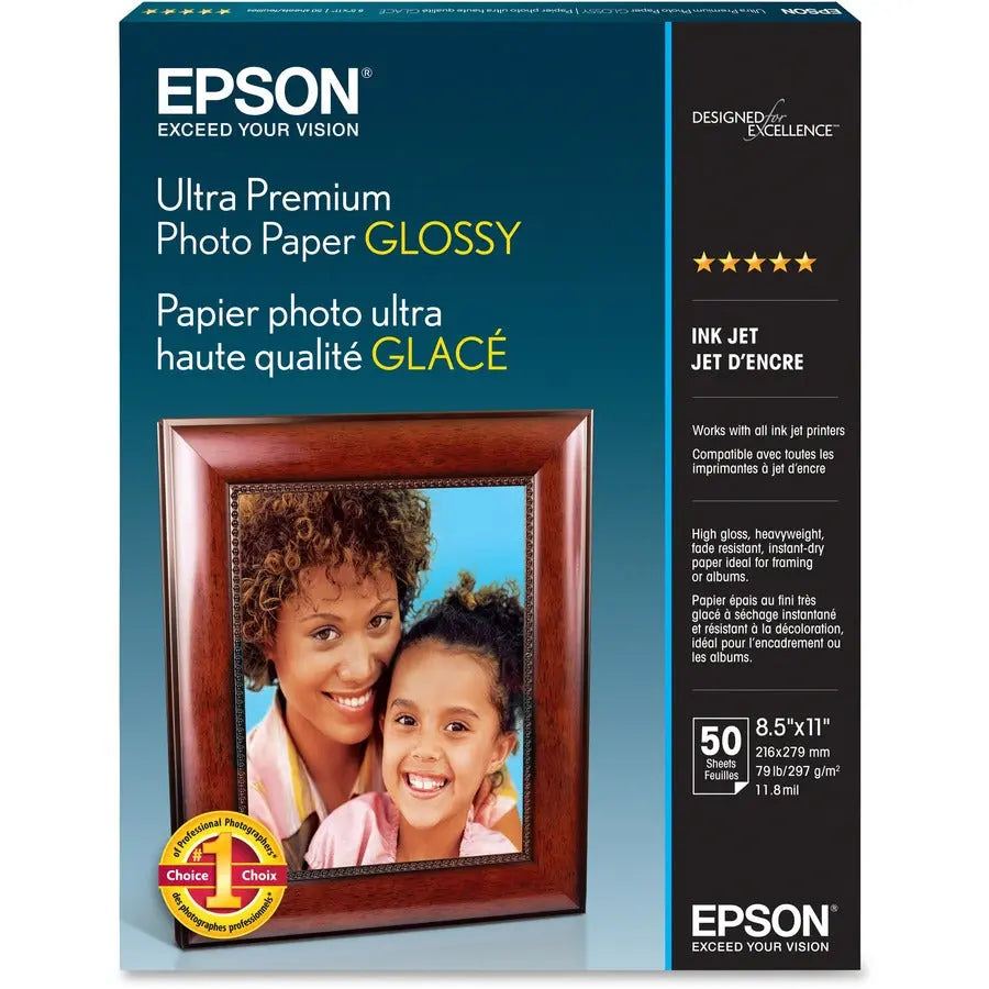 Epson Ultra-premium Glossy Photo Paper - Bright White, 50 Sheets