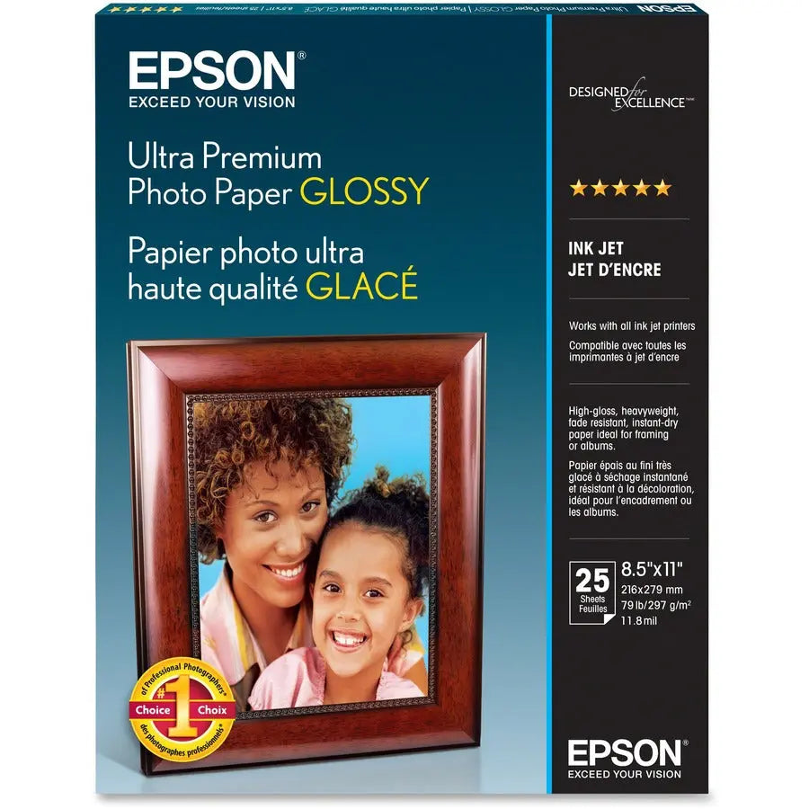 Epson Ultra-premium Glossy Photo Paper – Bright White, 8.5x11 inches, 25 Sheets