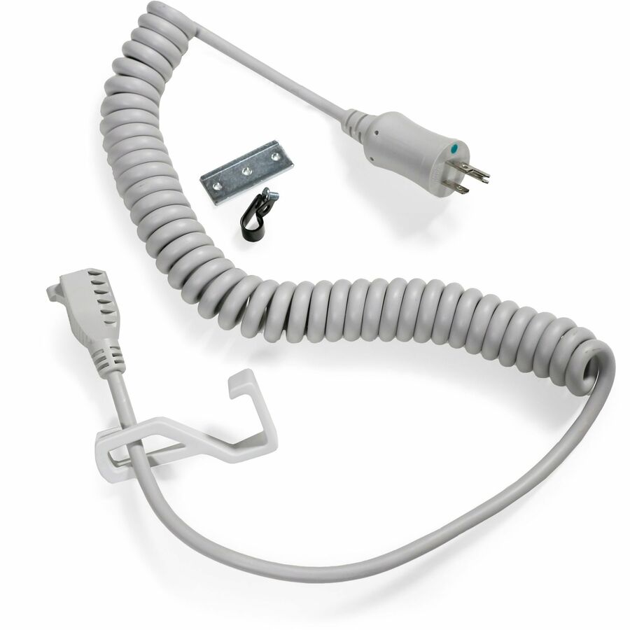 Ergotron Coiled Standard Power Cord - 8 ft Medical-Grade Extension Cable for Mobile Workstations