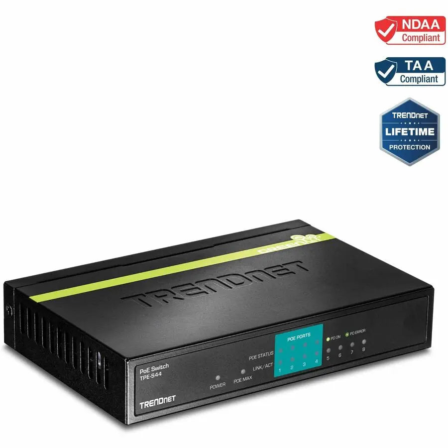 TRENDnet TPE-S44 8-Port 10/100 Mbps PoE Switch with 30W Power Budget