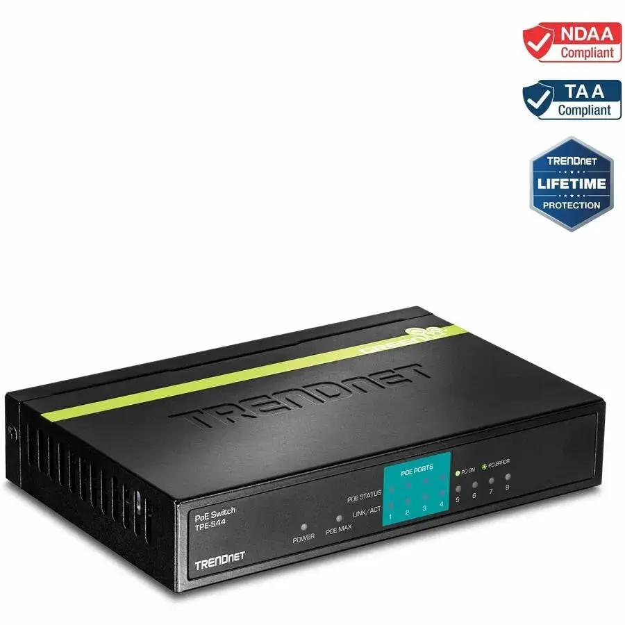 TRENDnet TPE-S44 8-Port 10/100 Mbps PoE Switch with 30W Power Budget by TRENDnet