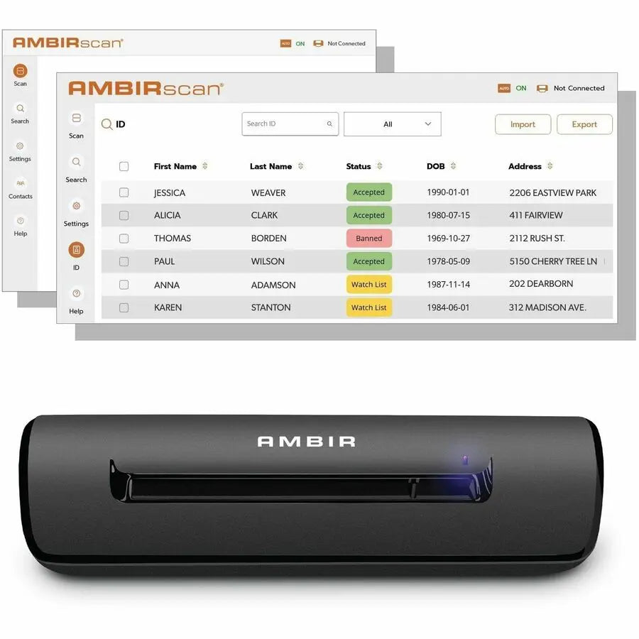 Ambir PS667 Simplex A6 ID Card Scanner with AmbirScan - Portable Sheetfed Scanner for IDs and Driver's Licenses